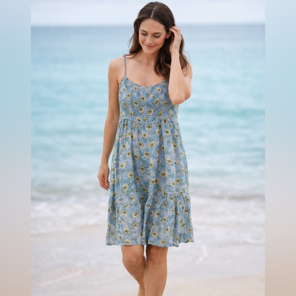 Sisstrevolution Cornflower Blue Floral Midi Dress Sz Large